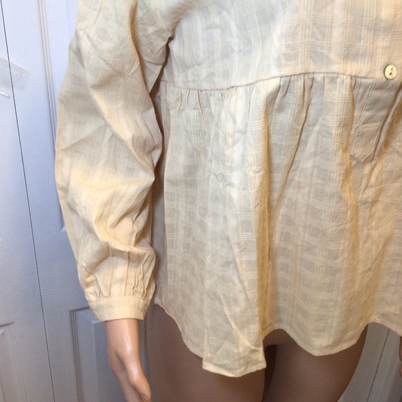Entro Womens Cream Textured Cotton Long Sleeve Blouse Top Size Small - Picture 4 of 8